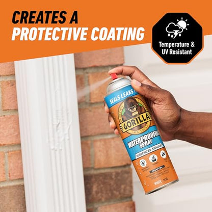 Gorilla Waterproofing Spray, Rubberized Sealant, White, 14 Ounce (Pack of 6) - Seals Out Water, Air, and Moisture - color: White, size: 6 - Pack