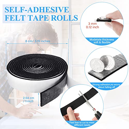 Zonon 4 Rolls 120 Inch Felt Strip with Adhesive Backing Felt Tapes Furniture Strip Rolls Self Stick Heavy Duty Polyester for Protecting Furniture and DIY Adhesive(Black,1 Inch) - color: Black, size: 1 Inch