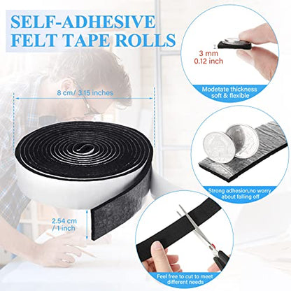 Zonon 4 Rolls 120 Inch Felt Strip with Adhesive Backing Felt Tapes Furniture Strip Rolls Self Stick Heavy Duty Polyester for Protecting Furniture and DIY Adhesive(Black,1 Inch) - color: Black, size: 1 Inch