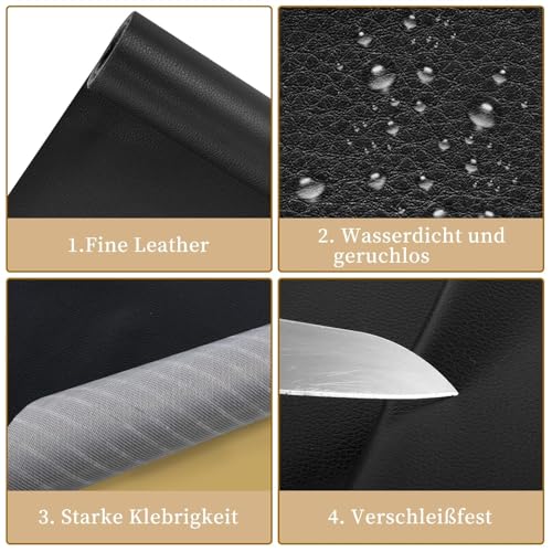 Leather Repair Patch 24x54 Inch, Self Adhesive Leather Repair Tape, Large Vinyl Repair Kit for Sofa Couch Furniture Car Seats, Strong Adhesion Waterproof Scratch Resistant Easy Cut (Black) - color: Black