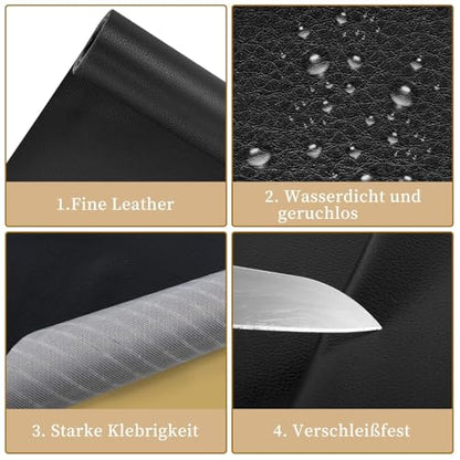 Leather Repair Patch 24x54 Inch, Self Adhesive Leather Repair Tape, Large Vinyl Repair Kit for Sofa Couch Furniture Car Seats, Strong Adhesion Waterproof Scratch Resistant Easy Cut (Black) - color: Black