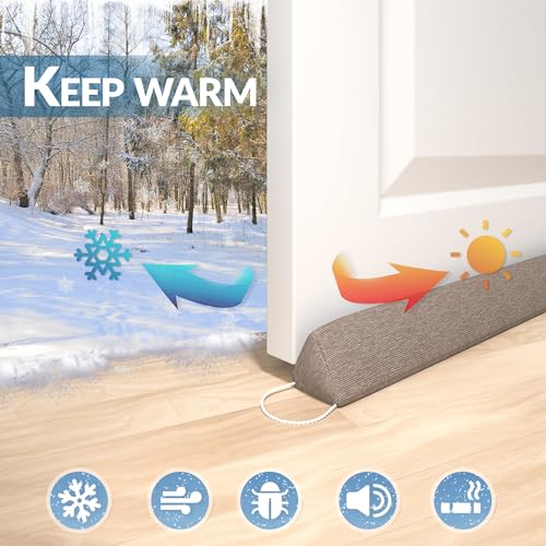SYIPO Triangle Door Draft Stopper，35.4" Weighted Under Door Draft Blocker Bottom Door Seal Noise & Air，Interior Sound Proof Door Snake Draft Insulation Stopper | Warm in Winter & Cool in Summer，Gray