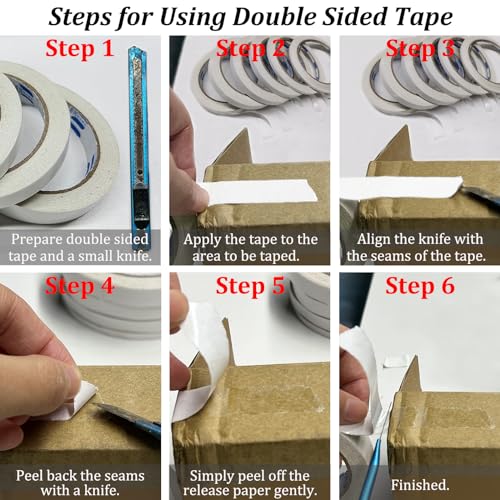 Double-Sided Fabric Tape, Hem Tape No Sew Double Sided Tape for Crafts Arts, 6 Rolls Strong Adhesive Cloth Sewing Tape for Hemming, Clothing Repairs, Pants, DIY Projects, Paper Backing (0.6/0.8/1inch) - size: 15mm*2 / 20mm*2 / 25mm*2