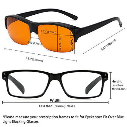 Eyekepper 100% Anti-Blue Light Blocking Fitover Glasses Wear Over Computer Glasses With Amber Lens - color: 1801-black-100% Blue Light Blocking