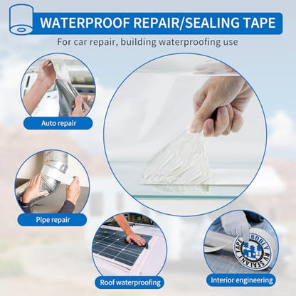 BEBOBLY RV Roof Tape,Leak Repair Sealant Tape 4 Inch x 50 Foot UV & Waterproof for RV Roof,Window,Camper, Boat,Pipe Sealing, Natural White