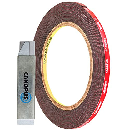 CANOPUS Double Sided Tape, 5952 Heavy Duty Mounting Tape, Strong Bond & Weatherproof Seal Strip for Automotive Mounting, Picture and Photo Frame, Poster, Craft, 0.125 in x 15 ft, Black, Made in USA - size: 0.125in X 5yd
