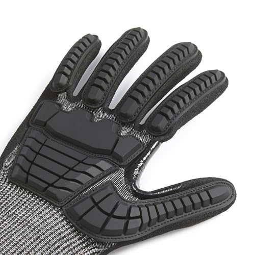Amazon Basics Impact Protection Work Gloves - Cut Level A2, ANSI Level 4 Abrasion, Touchscreen Compatible, 15G Sandy Nitrile Palm, X-Small, Black with White Edge - size: X-Small