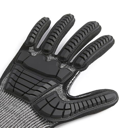 Amazon Basics Impact Protection Work Gloves - Cut Level A2, ANSI Level 4 Abrasion, Touchscreen Compatible, 15G Sandy Nitrile Palm, X-Small, Black with White Edge - size: X-Small