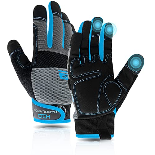 AIGEVTURE Safety Work Gloves Mens & Women, Light Duty Mechanic Gloves Touch Screen, Gardening Work Gloves with Grip,High Dexterity - color: Blue, size: Small (Pack of 1)