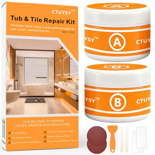 Tub Repair kit White, Enamel, Fiberglass, Ceramic, Tub Tile Toilet Shower Kit,Porcelain Sink chip Filler Acrylic Bathtub Repair Kit for Cracks Chips Dents Holes Scratches Patch and Repairs Chips