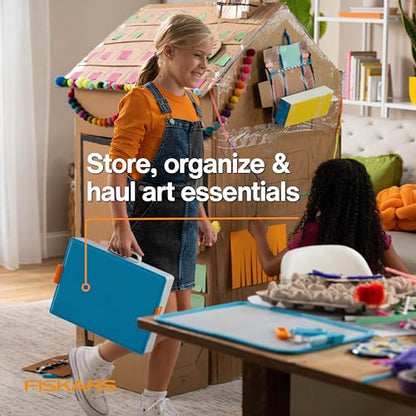 Fiskars Kids Creating Toolbox – Portable Art Storage Organizer with Reversible Lid, Carry Handle, and Secure Snap-Close Design - style: Creating Toolbox