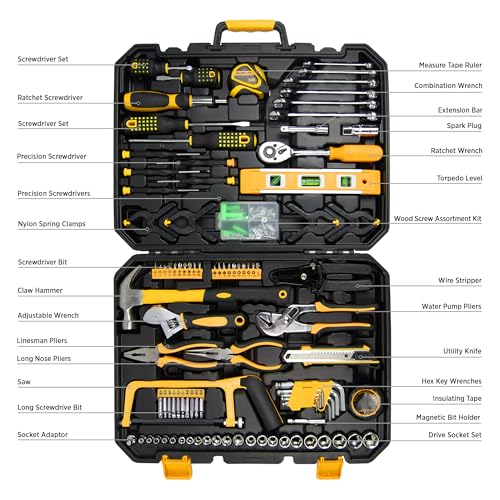 Start Pro 237-Piece Household & Auto Repair Tool Kit - General Hand Tool Set with Screwdrivers, Sockets, Wrenches & Plastic Storage Case, Portable for DIY