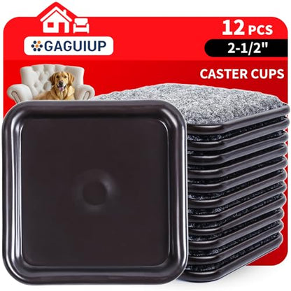 2 1/2" Square Carpet Bottom Furniture Caster Cups, Reusable Furniture Sliders for Hardwood Floors, Felt Furniture Pads Coasters to Protect Tile or Laminate Floors from Scratches, Brown/Gray (12 Pack) - size: 2-1/2 Inch, 12 Pack