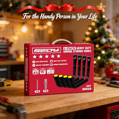 SEDY 4-Piece 15" 100 Lbs Heavy Duty Garage Storage Hooks, Kayak Storage Rack Garage Hooks Jumbo Arm Kayak Wall Mount for Hanging Surfboard Snowboard Paddle Board Ladders Bikes