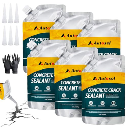 Concrete Crack Filler, Cement Crack Filler, Self-Leveling Crack Filler Concrete Repair, Asphalt Crack Filler, Quick-Drying – No Cracking, Sealant for Repairing Driveway Cracks and Roof Leaks – 6 Pack - style: 6.63LB