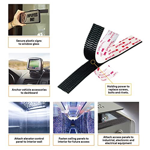 3M Dual Lock Tape 1in x 2in 10pcs, Dual Lock Heavy Duty Mounting Tape，Interlocking Tape Reclosable Fastener Self Sticky 3550CF Strip for EZ Pass Mounting Tape Black - size: 1in×2in×10pairs, style: Black