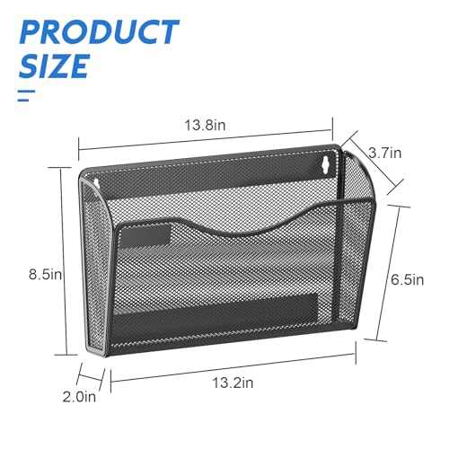 samstar 6 Pack Magnetic File Holder, Mesh Wall File Organizer File Pocket Mail Organizer Paper Folder Holder for Office/Home, No Drilling(Magnetic) - color: Magnetic Black