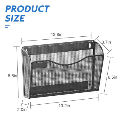 samstar 6 Pack Magnetic File Holder, Mesh Wall File Organizer File Pocket Mail Organizer Paper Folder Holder for Office/Home, No Drilling(Magnetic) - color: Magnetic Black