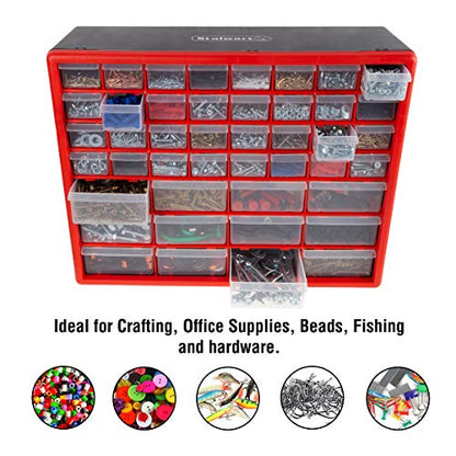 Storage Drawers-44 Compartment Organizer Desktop or Wall Mountable Container for Hardware, Parts, Craft Supplies, Beads, Jewelry, and More by Stalwart - style: 44 Drawers