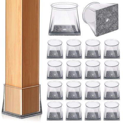 32 Pcs Chair Leg Floor Protectors Square, Floor Protectors for Chairs, Clear Silicone Felt Furniture Leg Pads, Protect Floors, Anti-Scratch Reduce Noise (L Fits: 1-5/16" to 1-1/2") - size: Square L