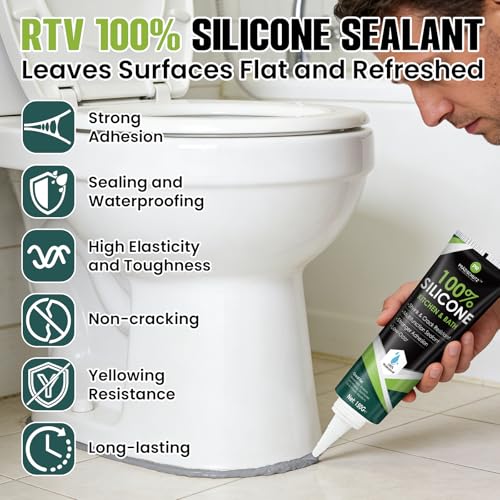 RTV Silicone Sealant - 100% Silicone, Waterproof, Strong Adhesion, Flexible & Durable, Heat & Cold Resistant, Ideal for Car, Kitchen, Bathroom, Window & Door Sealing (Gray,150g) - color: Gray