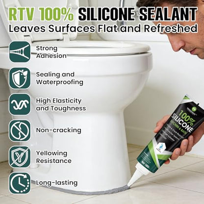 RTV Silicone Sealant - 100% Silicone, Waterproof, Strong Adhesion, Flexible & Durable, Heat & Cold Resistant, Ideal for Car, Kitchen, Bathroom, Window & Door Sealing (Gray,150g) - color: Gray
