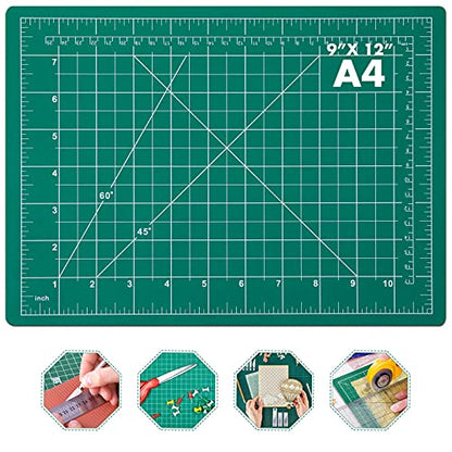 anezus Self Healing Sewing Mat, Rotary Cutting Mat Double Sided 5-Ply Craft Cutting Board for Sewing Crafts Hobby Fabric Precision Scrapbooking Project 9inch x 12inch(A4) - size: 12 inches L x 9 inches W