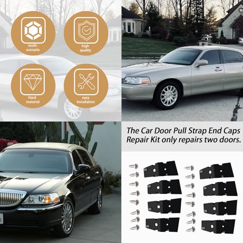XTPTFABS Car Pull Strap 2 Door Repair Kit/Car Door Pull Strap End Caps Repair Kit Compatible with 2003-2011 Lincoln Town(4PCS total) (4) BLACK