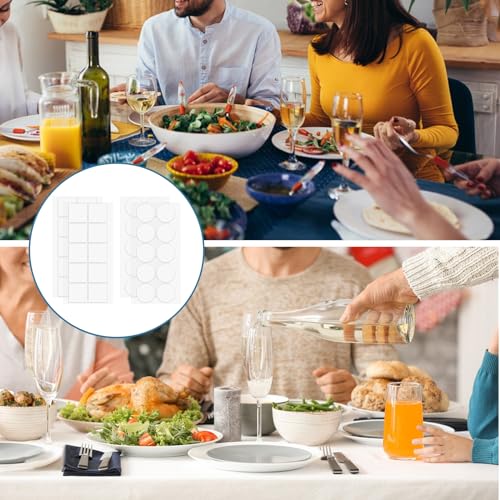 Dimeho Transparent Tablecloth Clips, 40 Pcs Removable Outdoor Table Cloth Holder Double Sided Mounting Tape Adhensive Dots Windproof Table Cover Clips for Picnic Poster Carpet Party Indoor Decor