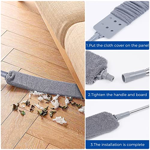 Retractable Gap Dust Cleaner Cleaning Tools with 2 Microfiber Dusting Cloths Long Handle 60inches Washable and Retractable Duster Brush for Cleaning Under Appliances Furniture Couch Fridge - size: 4 Pcs Gap Duster