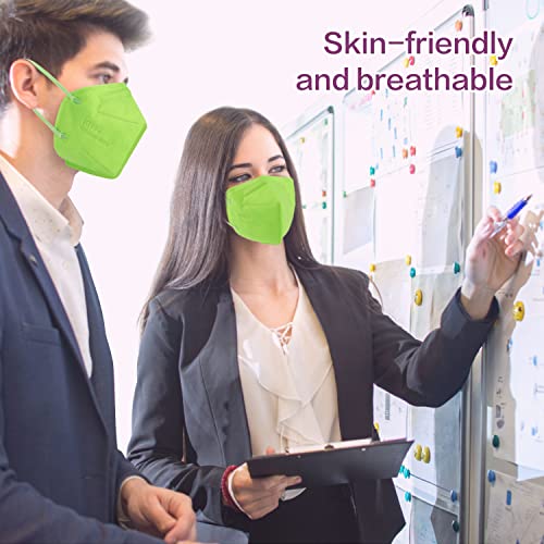 Miuphro KN95 Face Mask, 5-Layer Design Cup Dust Safety KN95 Masks 25 Pack, Green - color: Green