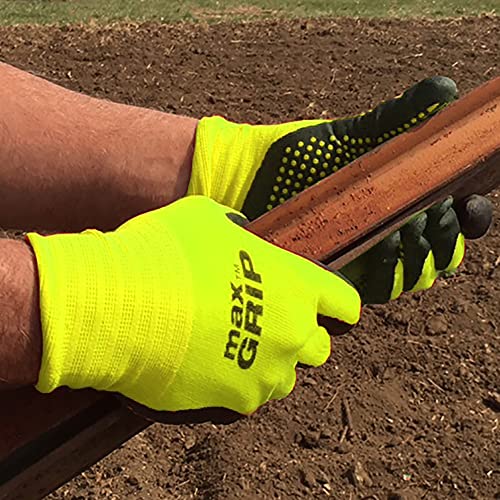 Midwest Gloves & Gear 94HVG-SM MAX Grip Glove, HI VIS Yellow - size: Medium (Pack of 2)