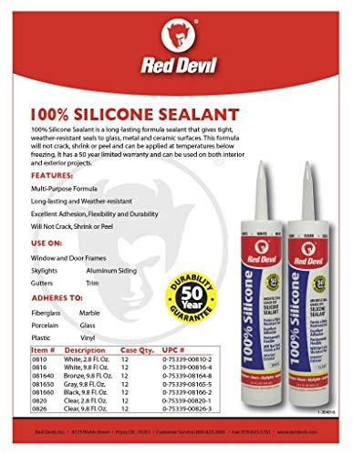 Red Devil 082012 100% Silicone Sealant Architectural Grade, Clear, 2.8 Oz, Pack of 12 - color: Clear, size: 2.8 oz, style: Pack of 12