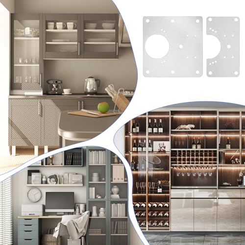 8 Pcs Cabinet Hinge Repair Plate Set Stainless Steel Cabinet Hinges Repair Fixing Metal Plates Kitchen Cupboard Door Hinges Brackets Household Cabinets Repairs Board with Mounting Screw