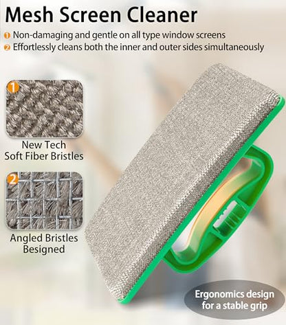MyLifeUNIT Mesh Screen Cleaner, Detachable Window Screen Cleaning Brush Washing Tool, Windows Screen Cleaner with Wet and Dry Dual-Use