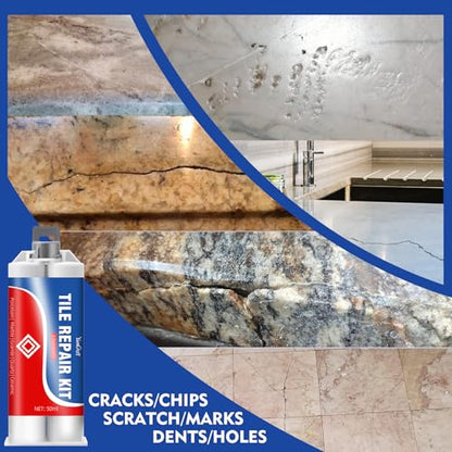 Tile Repair Kit - Color Match Porcelain Repair Paste for Bathtub, Sink, Ceramic, Marble, Granite, Quartz & Acrylic - Fixes Cracks, Chips, Holes, Scratches & Dents - Reattaches Missing Pieces - 3.4 oz