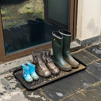 All Weather Boot Tray, 2 Pack Water Resistant Plastic, Multi-Purpose for Shoes, Pet Feeding Trays, Garden-Mudroom Entryway, Garage, Indoor or Outdoor - Medium, 24"x16" - (Black) - style: 2 pack - 24 x 16