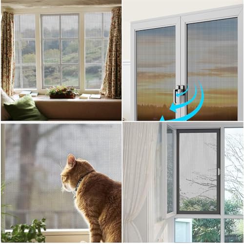 Pet Proof Window Screen Replacement Adjustable Fiberglass Screen Repair Kit 47.2 x 98.4 Inch Insect Screen Net Sliding Mesh Roll for Door Patio Porch Windows