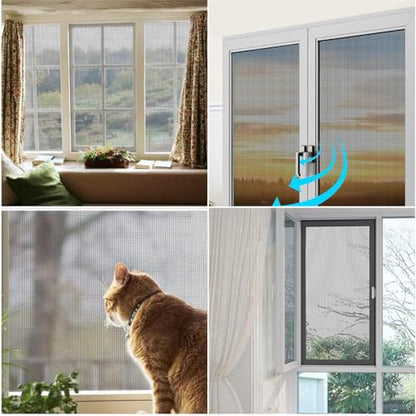 Pet Proof Window Screen Replacement Adjustable Fiberglass Screen Repair Kit 47.2 x 98.4 Inch Insect Screen Net Sliding Mesh Roll for Door Patio Porch Windows