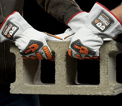 MAGID T-REX TRX848M Inferno Series Heat Resistant Welder's Gloves, 48 Pairs, Full Leather, Size 10/XL, Red & Gray - size: 10/XL, style: 48 Pairs
