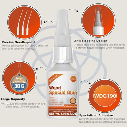 Wood Glue Strong, 30g Waterproof Wood Adhesive for Furniture Repair, Fast Drying Wood to Wood Glue for Woodworking, DIY Crafts, Oak & Hardwoods, Indoor/Outdoor Use - size: 30g*1, style: Wood Glue