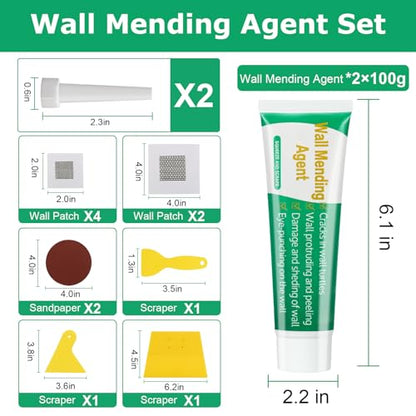 Drywall Repair Kit, 2 Pack Wall Repair Paste, Wall Emulsion Paint, Wall Mending Agent,Wall Surface Hole Fill Quick and Easy Solution - color: 2 Pack