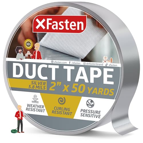 XFasten Silver Duct Tape, Packaging Tape, Heavy Duty Box Tape for Shipping Supplies, 2 Inches x 50 Yards, 5.8 Mil, All-Weather Repair & Packing - color: Silver