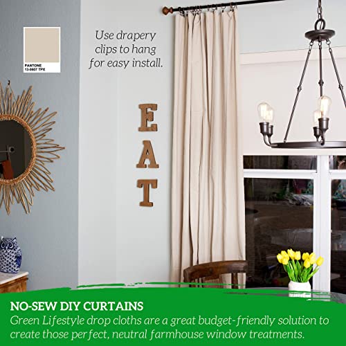 All Purpose Canvas Drop Cloth 12x15 Tarp, Canvas Fabric Drop Cloth Curtains, Drop Cloth for Painting & Painting Tool Kit with Roller Covers, Roller Frames, Brushes and Tray for Household Painting