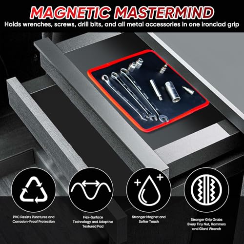 ‌Arcomin Magnetic Tool Mat & Holder | 12.8"x9.8" Flexible Magnetic Tray for Garage Workshop, Scratchproof PVC Surface with Non-Slip Grip | Auto Repair, Toolbox Organizer for Mechanics & DIY