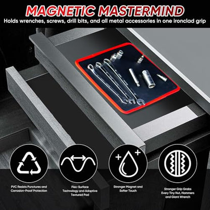 ‌Arcomin Magnetic Tool Mat & Holder | 12.8"x9.8" Flexible Magnetic Tray for Garage Workshop, Scratchproof PVC Surface with Non-Slip Grip | Auto Repair, Toolbox Organizer for Mechanics & DIY