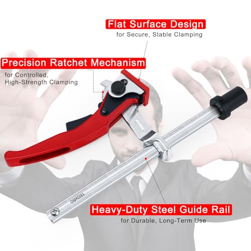 Bench Dog Clamp for Woodworking 3/4" Dog Hole, 2 Pack Quick-Ratchet Bench Clamps with 19mm Non-Slip Bench Dogs, Heavy-Duty Chrome Vanadium, Compatible with MFT Tables and Workbenches - color: Dark Red 6pcs