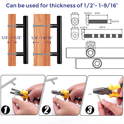 Ravinte 10 Pack 6-3/8 inch Cabinet Pulls Matte Black Stainless Steel Kitchen Cupboard Handles Cabinet Handles 4” Hole Center - size: 6.3 Inch (4 Inch Hole Center)