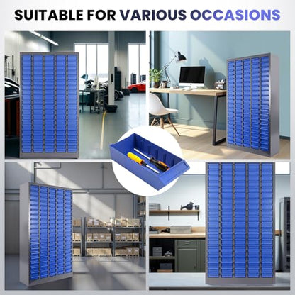 100 Drawer Nut and Bolt Organizer Cabinet, Small Parts Storage Cabinet Bolt Bin with Dividers & Labels, 26"X 9"X 46" Steel Frame Tool Organizer Parts Cabinet for Garage Hardware & Screw Storage - size: 100-Drawer