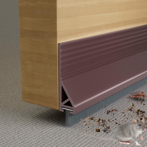 39” Under Door Draft Stopper with Brush,Bottom of Door Sweeps for Exterior & Interior,Gap Filler Sound Blocker Seal Strip,Draft Guard Dust Stopper(Brown) - color: Brown, size: 39"×1Pack